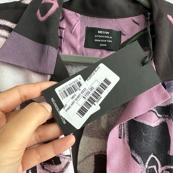 NWT NEUW DENIM Men's Pino Art Graphic Print Button-Up Collared Shirt Size S - Picture 6 of 10